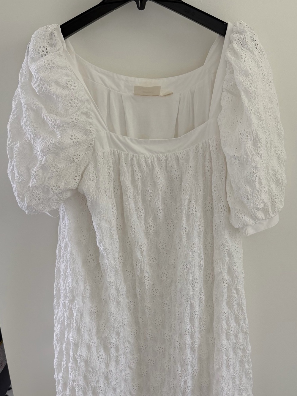 Anthropologie Maeve White Eyelet Puff-Sleeve Tunic Dress
